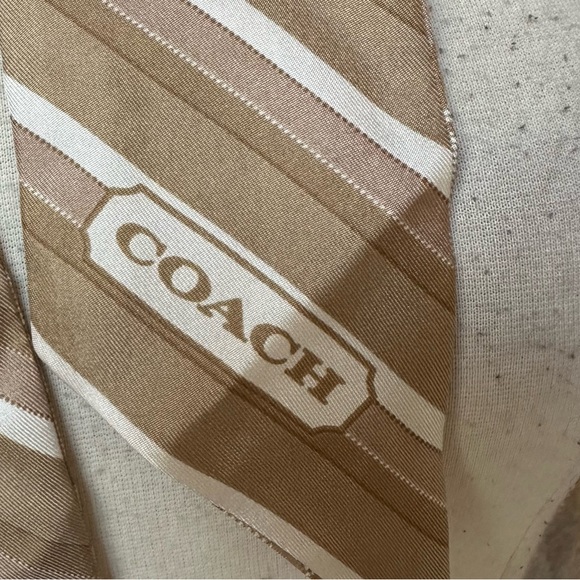 COACH Signature Reversible Silk Scarf in cream and tan - Picture 4 of 5